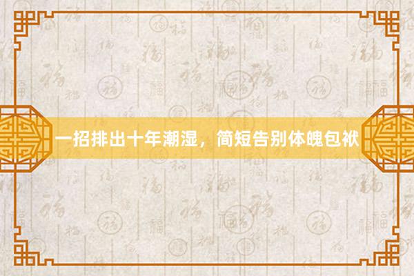 一招排出十年潮湿，简短告别体魄包袱